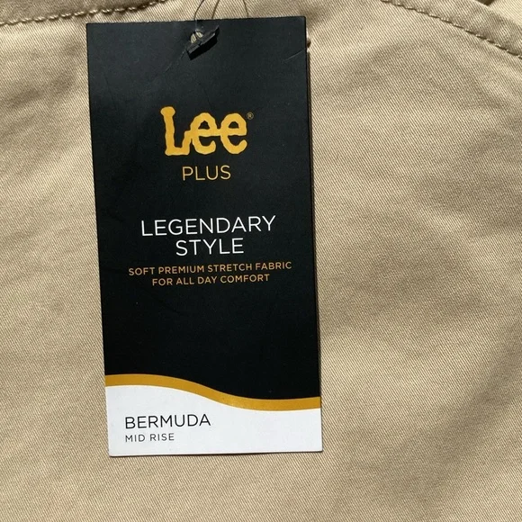 Lee Bermuda safari tan short mid rise soft premium stretch fabric 22W - Picture 4 of 15